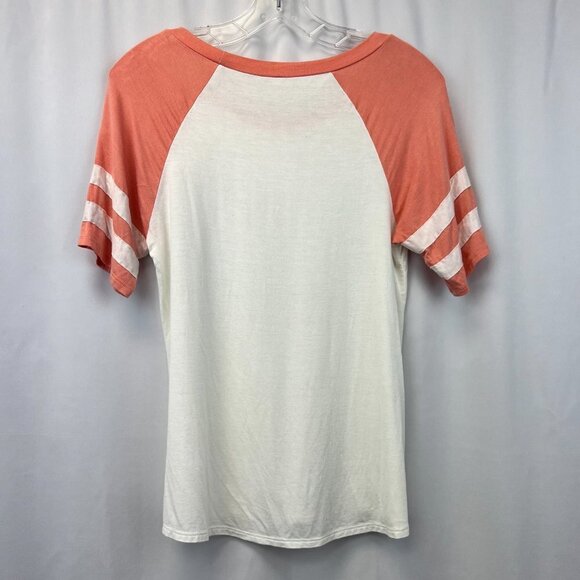 Mai Soli Womens Ivory Coral Short Sleeve Round Neck Pullover T-Shirt Size Small - Picture 2 of 10
